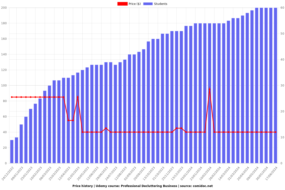 Professional Decluttering Business - Price chart