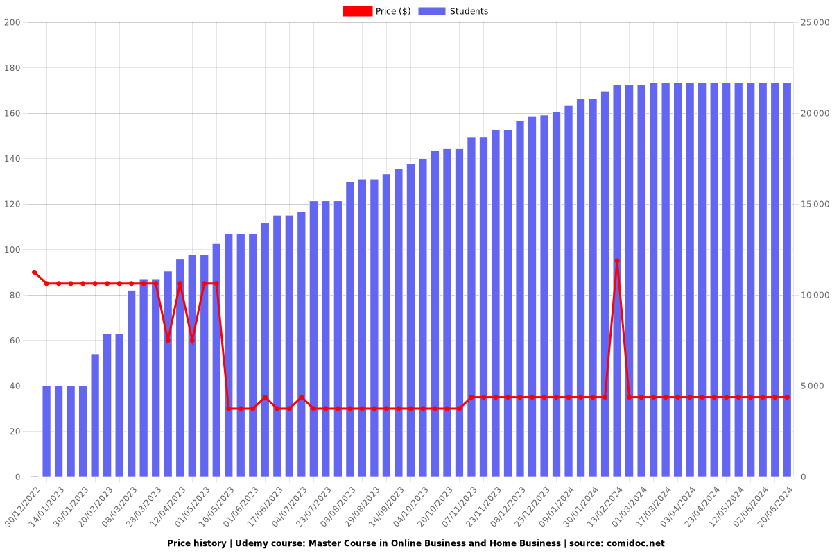 Master Course in Online Business and Home Business - Price chart